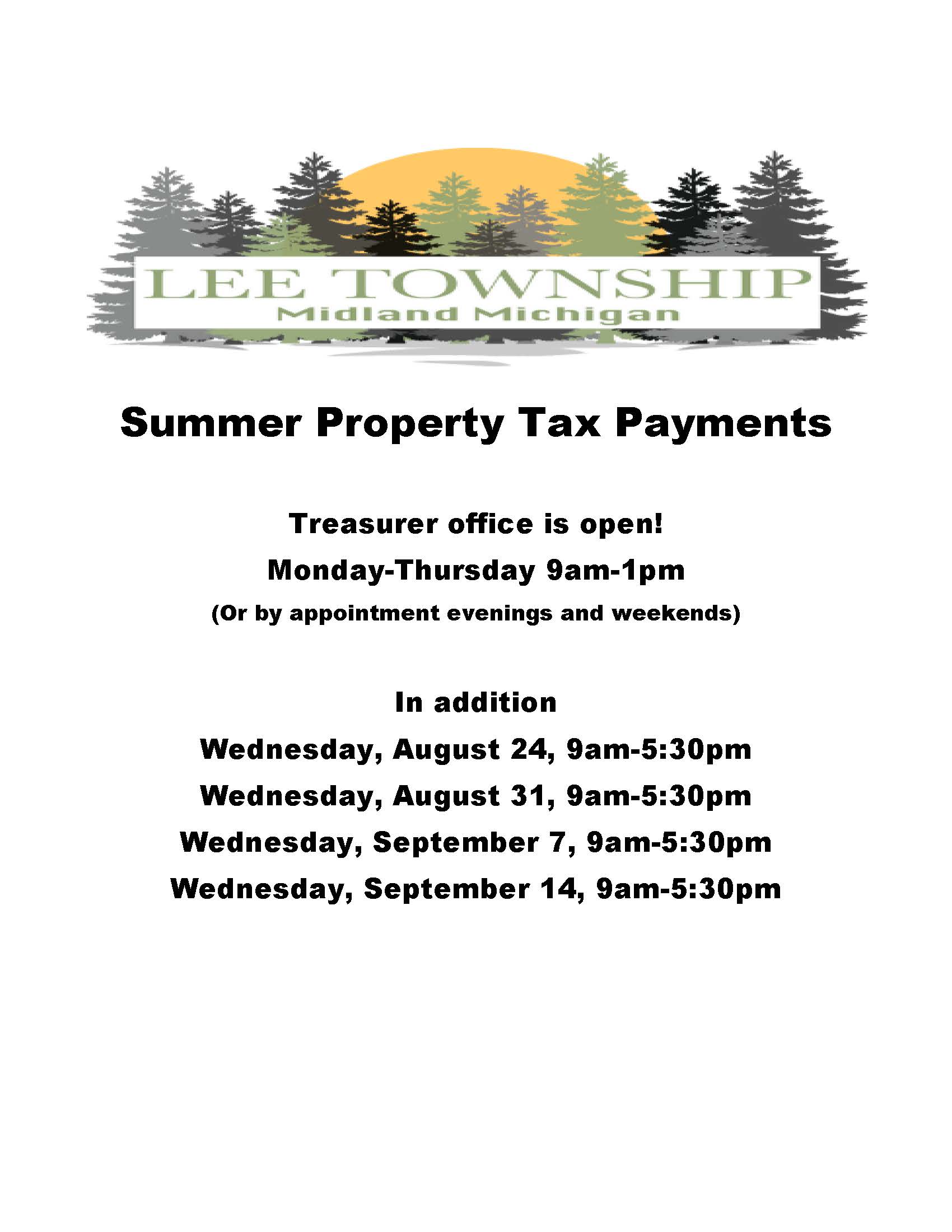 Summer Property Tax Payment Schedule